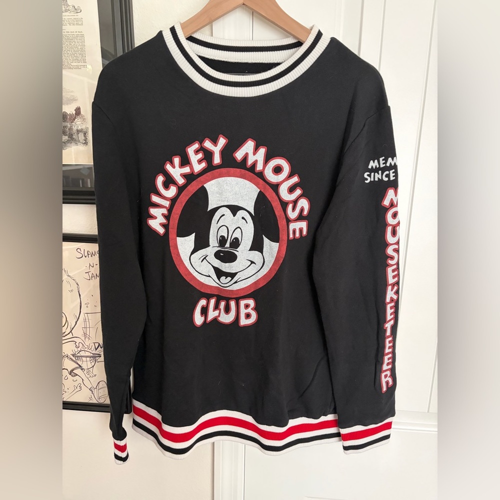 Disney Mickey Mouse Club Black and Red Crewneck Sweater